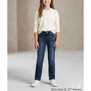 VINCE kids Jeans Youth Sz 12 Dark Wash Girls Denim Blue straight leg mid rise
